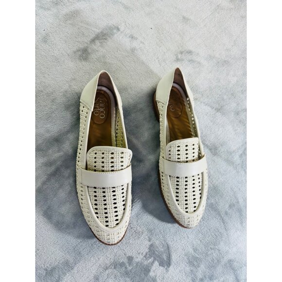 Franco Sarto shoes Women's 8M Halton 2 off white weave flats loafers - Picture 3 of 9